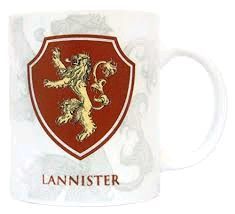 TAZA BLANCA GAMES OF THRONESESCUDO LANNISTER CERAMICA