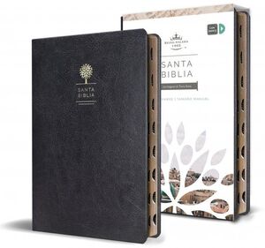 BIBLIA EVANGÉLICA REINA VALERA 1960 (SÍMIL PIEL NEGRA, CANTOS DORADOS, LETRA GRANDE Y CINTA MARCADORA)