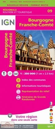 BOURGOGNE, FRANCHE-COMTE, CARTE 09 IGN REGIONALE