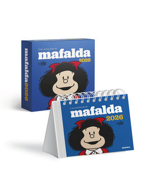 CALENDARIO 2026 MAFALDA - ESCRITORIO AZUL CON CAJA
