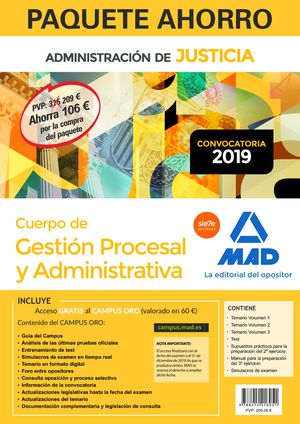 PAQUETE AHORRO GESTIÓN PROCESAL Y ADMINISTRATIVA (TURNO LIBRE).