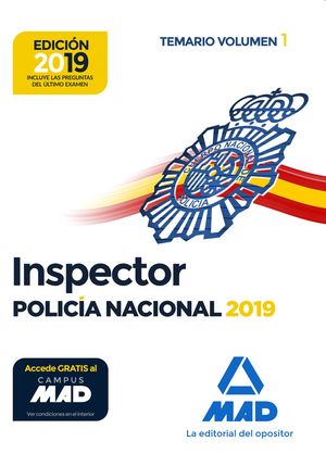 INSPECTOR DE POLICÍA NACIONAL. TEMARIO VOLUMEN 1