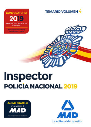 INSPECTOR DE POLICÍA NACIONAL. TEMARIO VOLUMEN 4