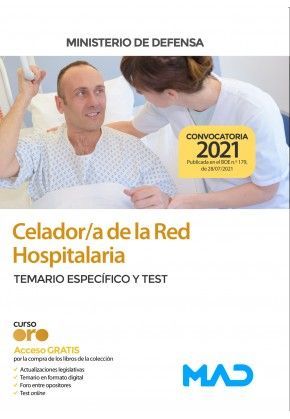 CELADOR/A DE LA RED HOSPITALARIA DEL MINISTERIO DE DEFENSA - TEMARIO ESPECÍFICO Y TEST