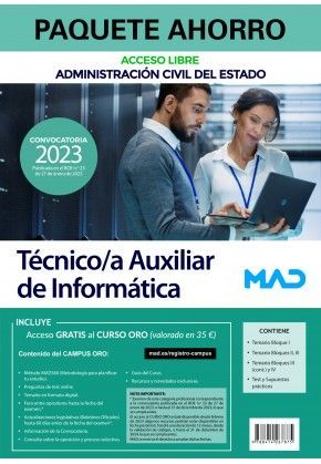 TÉCNICOS AUXILIARES DE INFORMATICA DEL ESTADO  - TURNO LIBRE 2023. PAQUETE AHORRO
