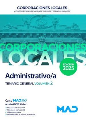 CORPORACIONES LOCALES - ADMINISTRATIVOS 2025 - TEMARIO II