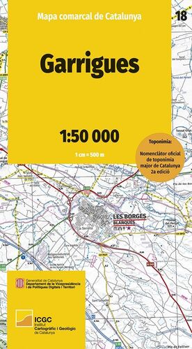 GARRIGUES – 18. MAPA COMARCAL DE CATALUNYA 1:50.000