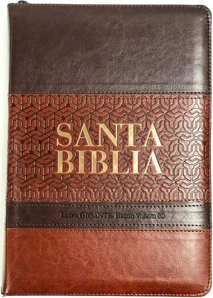 SANTA BIBLIA RVR60 LETRA GIGANTE PIEL MARRÓN CON CREMALLERA