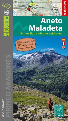 ANETO - MALADETA, MAPA I GUIA EXCURSIONISTA (EDICIÓ ESPECIAL 75 ANIVERSARI)