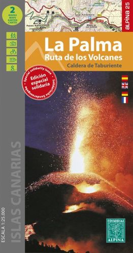 LA PALMA - RUTA DE LOS VOLCANES, 2 MAPAS Y GUIA EXCURSIONISTA