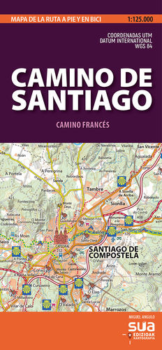 CAMINO DE SANTIAGO - CAMINO FRANCÉS, MAPA DE LA RUTA A PIE Y EN BICI