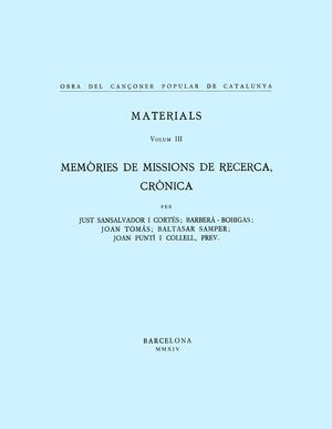 OBRA DEL CANÇONER POPULAR DE CATALUNYA. VOLUM III