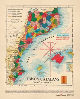 PAÏSOS CATALANS -  DIVISIÓ COMARCAL, MAPA MURAL